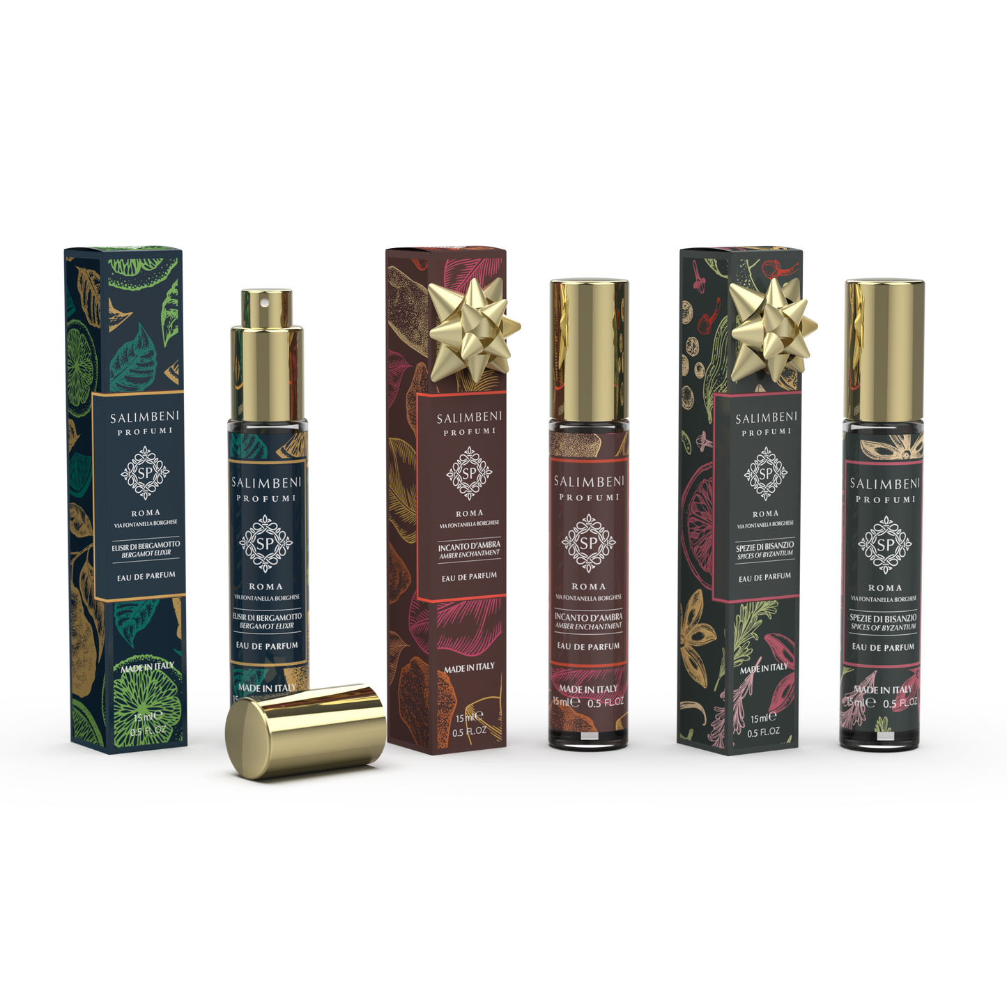 Travelparfum Set: Three 15 ml Eau de Parfum (Bergamot Elixir + Spices of Byzantium + Amber Enchantment)