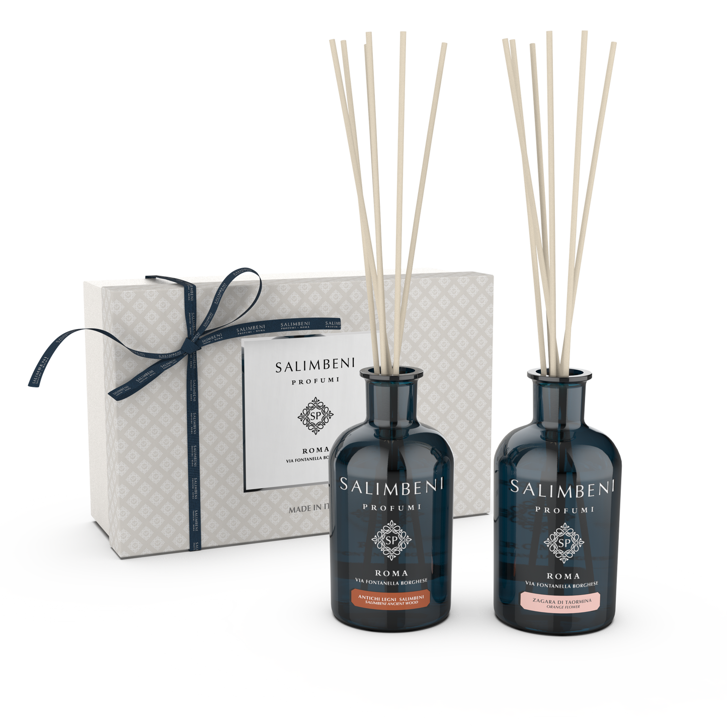 GIFT PACK - TWO HOME FRAGRANCES (250 ML SALIMBENI ANCIENT WOOD + 250 ML ORANGE FLOWER)