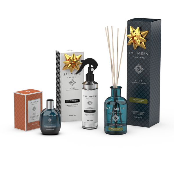 100 ml Salimbeni Ancient Wood Cologne Intense + Linen in Spring Fabric Spray + 250 ml Aromatic Herbs Stick Diffuser as a FREE TRIAL